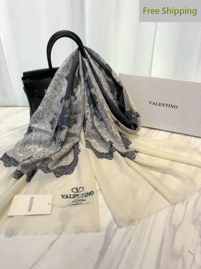 2017 Valentino Floral Lace Print Cashmere Scarf for Women