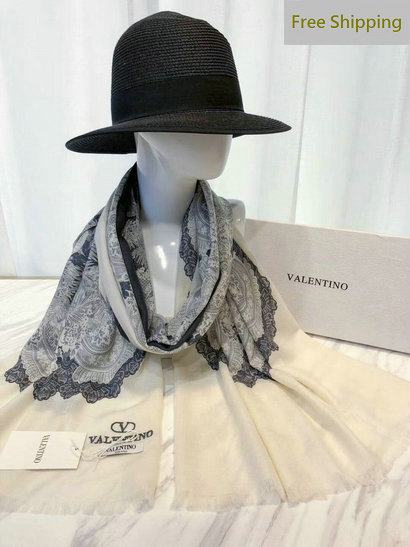 2017 Valentino Floral Lace Print Cashmere Scarf for Women