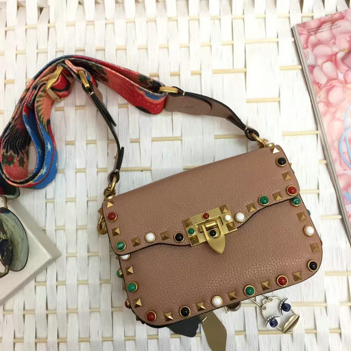 2017 S/S Valentino Rockstud Rolling Small Cross Body Bag with cotton guitar shoulder strap