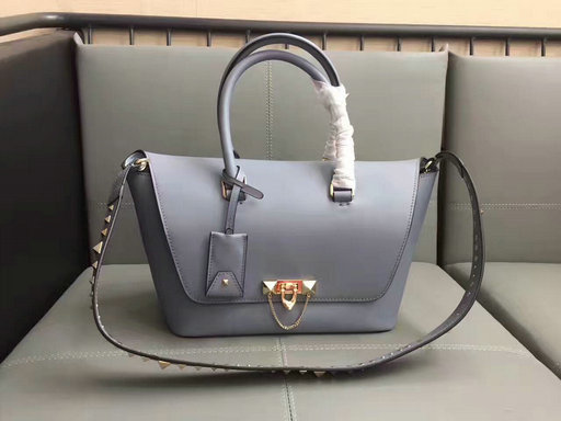 2017 F/W Valentino Demilune Small Double Handle Bag in Grey Leather - Click Image to Close