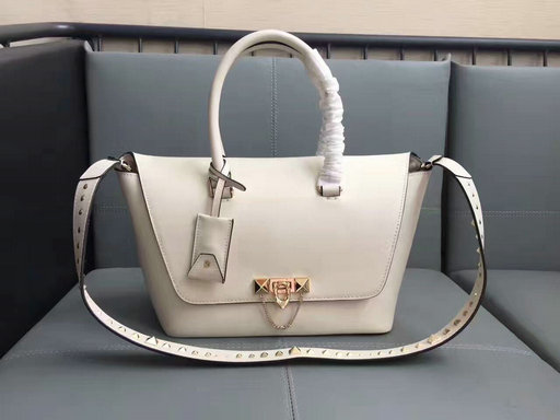 2017 F/W Valentino Demilune Small Double Handle Bag in White Leather - Click Image to Close