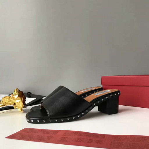 2017 Summer Valentino Soul Rockstud 50mm Sandal Black with micro studs on the sole