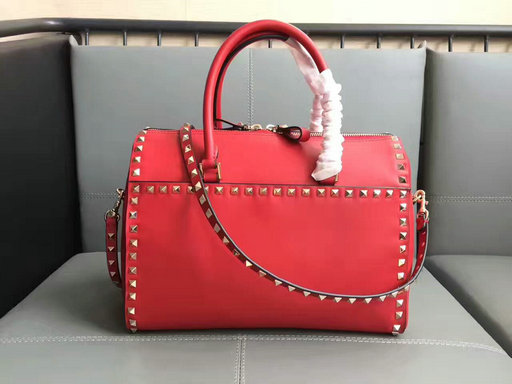 2017 F/W Valentino Garavani Rockstud Duffel Bag in red leather