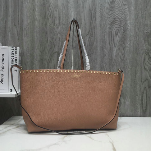 2018 New Valentino Rockstud Shopper Tote Bag in Calfskin Leather
