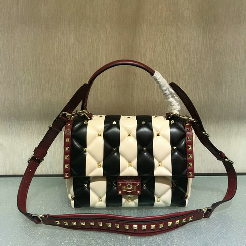 2018 S/S Valentino Candystud Striped Top Handle Bag in lambskin leather