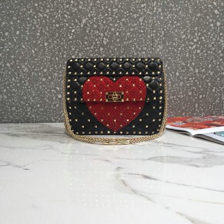 2019 Valentino Medium Crystal Heart Spike Bag
