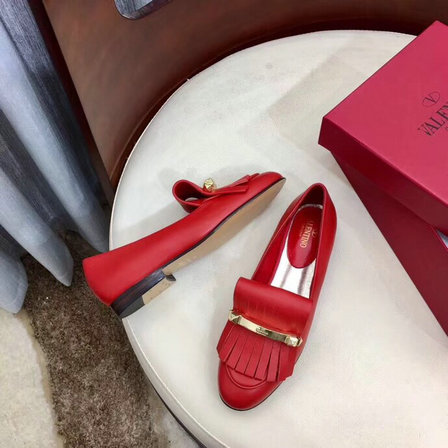 2019 Valentino Fringe Moccasin in Red Leather