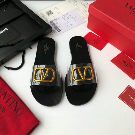 2019 Spring Valentino Slide Sandal with Go Logo Detail