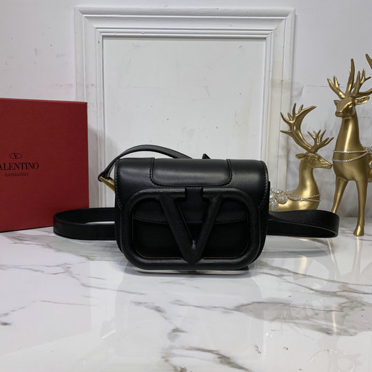 2020 Valentino Supervee Small Shoulder Bag in Black Leather