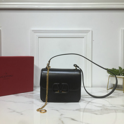2019 Valentino Small VSLING Shoulder Bag in Black Leather