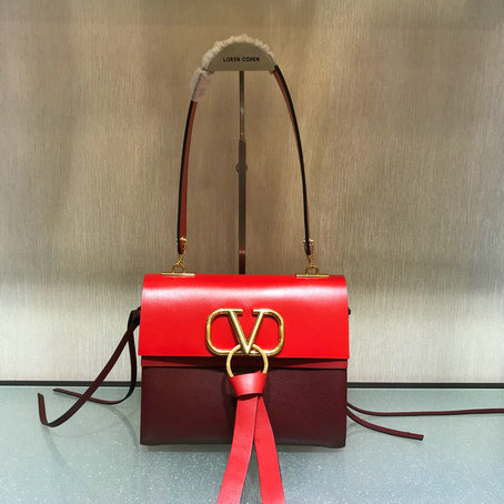 2019 Valentino Small Vring Shoulder Bag in Bicolor Leather