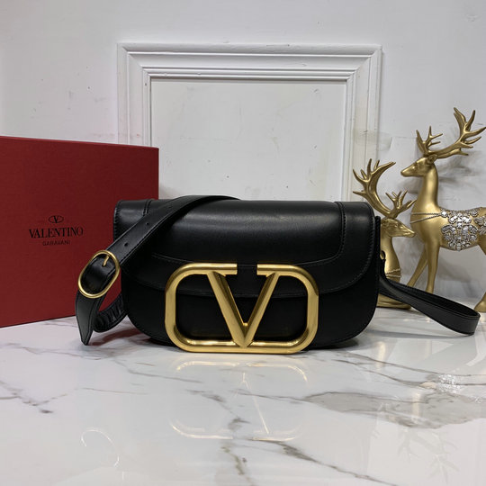 2020 Valentino Supervee Crossbody Bag with maxi metal logo