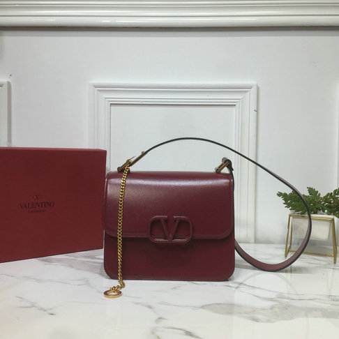 2019 Valentino VSLING Shoulder Bag in Burgundy Leather