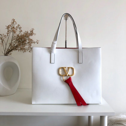 2019 Valentino Large E/W Vring Shopping Tote in Red