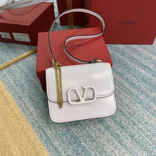 2020 Valentino Small VSLING Shoulder Bag in Optic White Leather