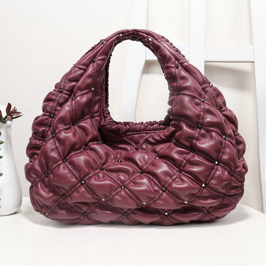 2020 Valentino SpikeMe Hobo Bag in Burgundy Nappa Leather - Click Image to Close