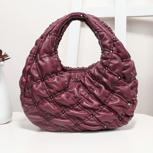 2020 Valentino Small SpikeMe Hobo Bag in Burgundy Nappa Leather - Click Image to Close