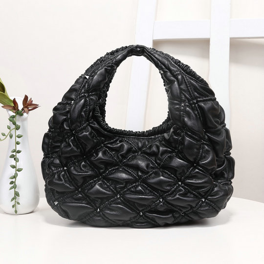 2020 Valentino Small SpikeMe Hobo Bag in Black Nappa Leather