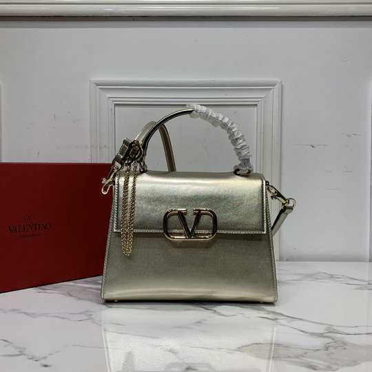 2020 Valentino Small Vsling Handbag in Light Gold Smooth Calfskin Leather