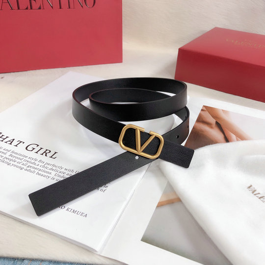 Valentino 20mm VLogo Signature Belt in Black Calfskin Leather