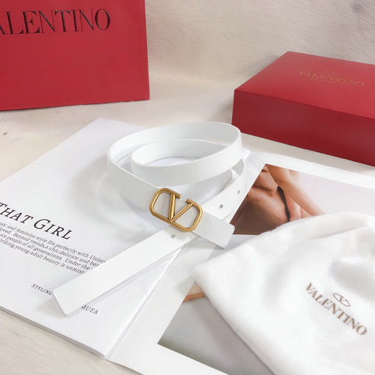 Valentino 20mm VLogo Signature Belt in White Calfskin Leather