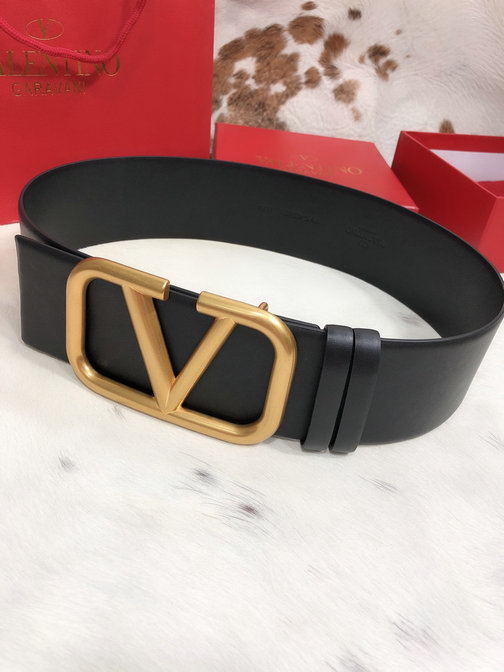 Valentino 70mm VLogo Signature Belt in Black Calfskin Leather