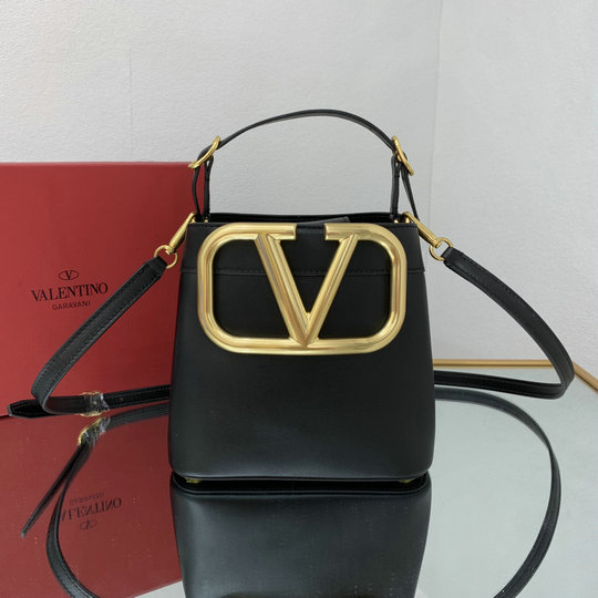 2021 Valentino Supervee Handbag Black Calfskin Leather