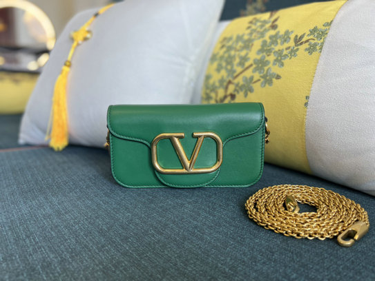 2022 Valentino Small Locò Calfskin Shoulder Bag in Green