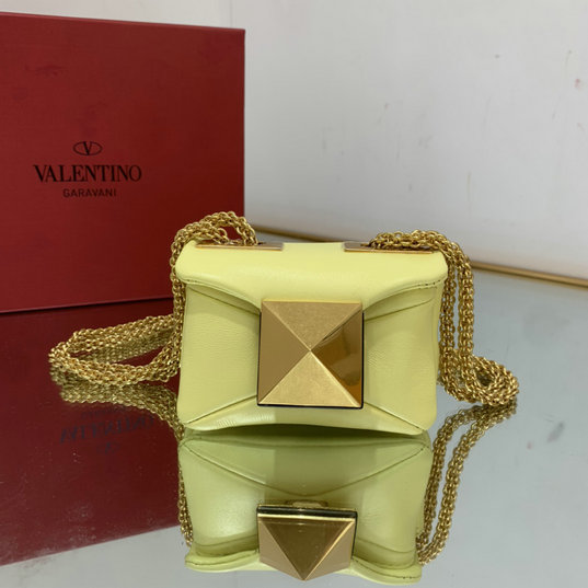 2022 Valentino One Stud Micro Bag in Yellow Nappa