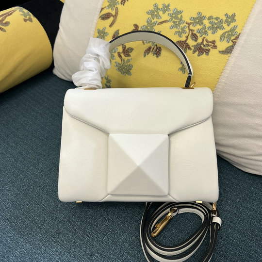 2022 Valentino Mini One Stud Handbag in White Nappa Leather
