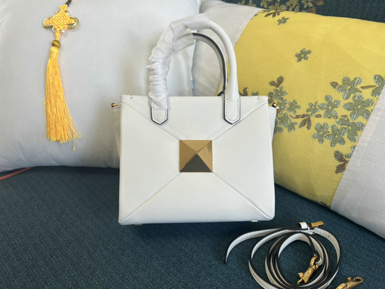 2022 Valentino Small One Stud Handbag in White Nappa Leather