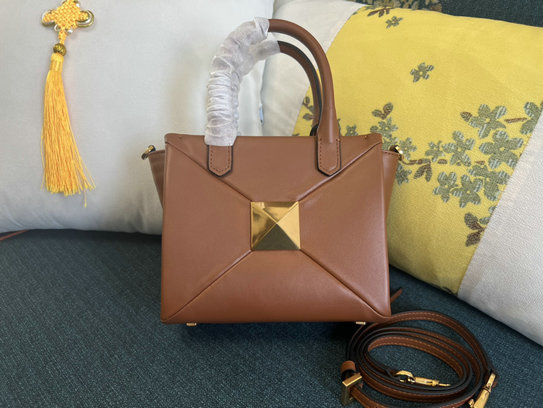 2022 Valentino Small One Stud Handbag in Tan Nappa Leather