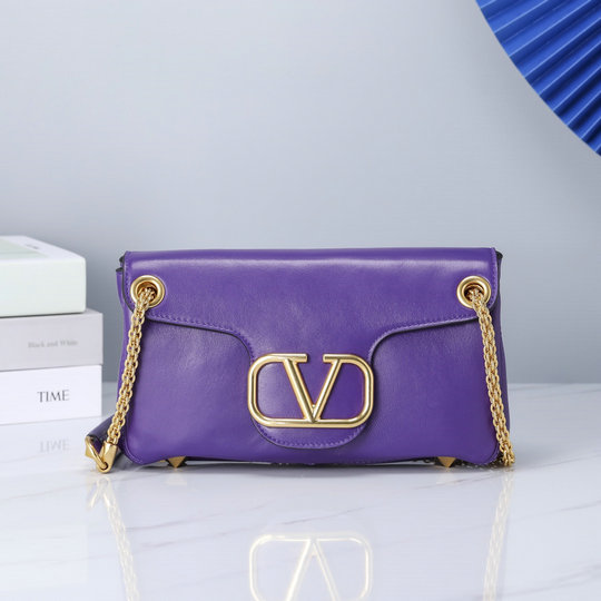 2022 Valentino Stud Sign Nappa Shoulder Bag in Purple
