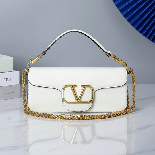 2022 Valentino VLogo Signature Shoulder Bag in White Calfskin