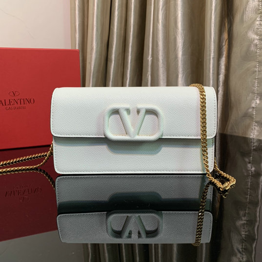 2022 Valentino VLogo Signature Wallet Light Ivory Grainy Calfskin