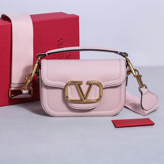 2023 Valentino Alltime Shoulder Bag in Pink Grainy Calfskin Leather