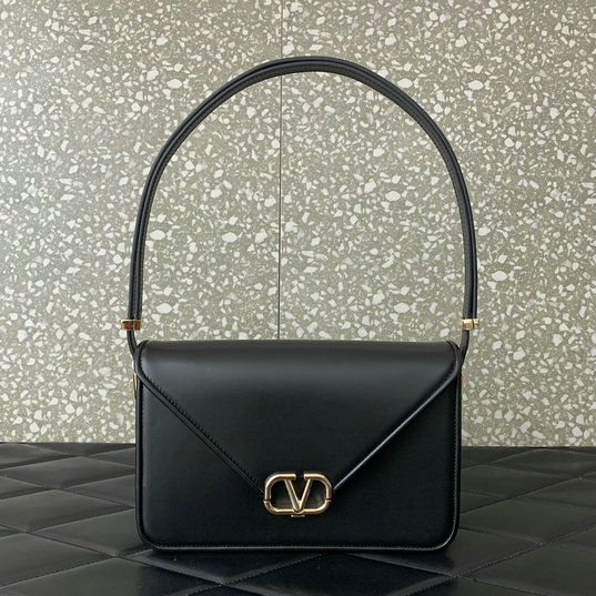 2023 Valentino Shoulder Letter Bag in Black Smooth Calfskin - Click Image to Close