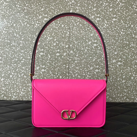 2023 Valentino Shoulder Letter Bag in Pink PP Smooth Calfskin