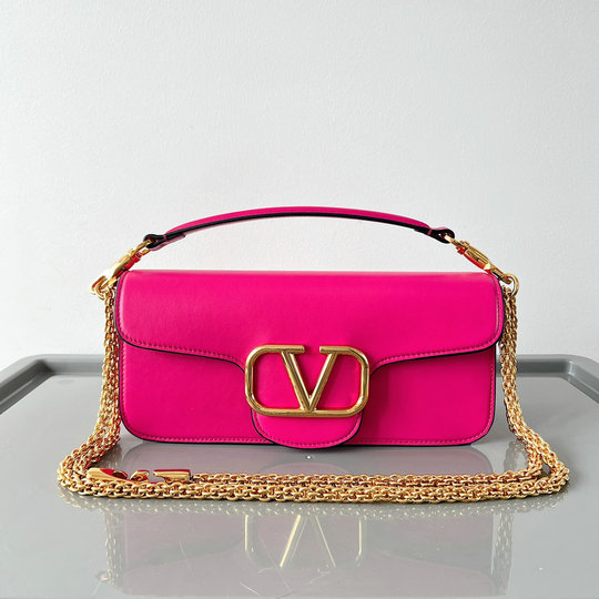 2023 Valentino VLogo Signature Shoulder Bag in Pink PP Leather