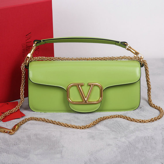 2023 Valentino VLogo Signature Shoulder Bag in Green Leather