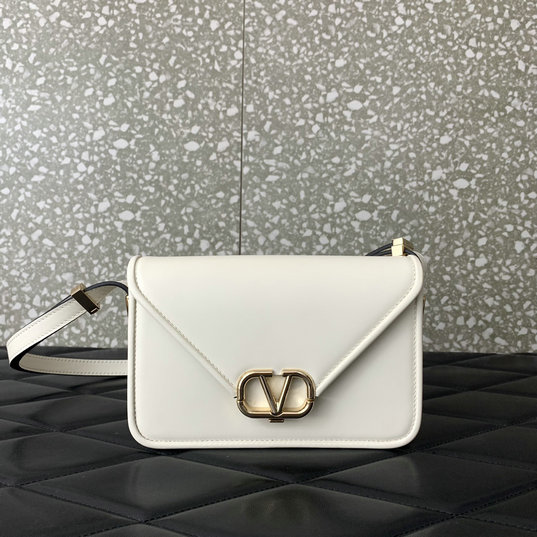 2023 Valentino Small Shoulder Letter Bag in Ivory Smooth Calfskin