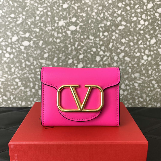 2023 Valentino Small Locò Wallet in Pink PP Calfskin