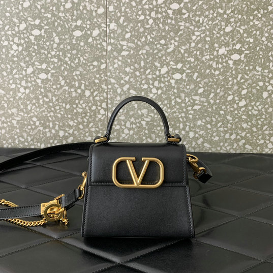 2023 Valentino Vsling Micro Handbag in Black Calfskin Leather