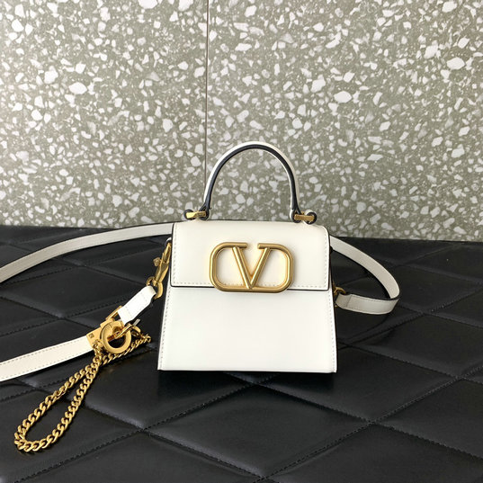 2023 Valentino Vsling Micro Handbag in Ivory Calfskin Leather