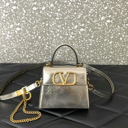2023 Valentino Vsling Micro Handbag in Metallic Calfskin Leather