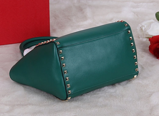 Valentino 2015 Rockstud Small Double Handbag Tote Green - Click Image to Close