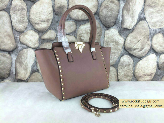 Valentino 2015 Rockstud Small Double Handbag Tote bag Camel - Click Image to Close
