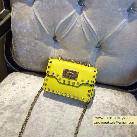 Valentino Rockstud chain shoulder bag Yellow - Click Image to Close