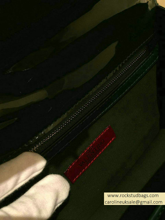 Valentino Hunter Green Rockstud Flap Medium Bag