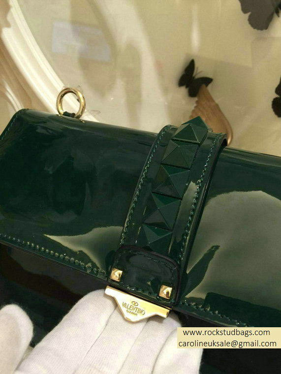 Valentino Hunter Green Rockstud Flap Medium Bag